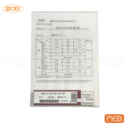 Giấy chứng nhận dưỡng kiểm ren ISSOKU