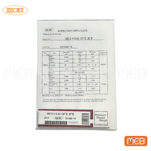 Giấy chứng nhận dưỡng kiểm ren ISSOKU