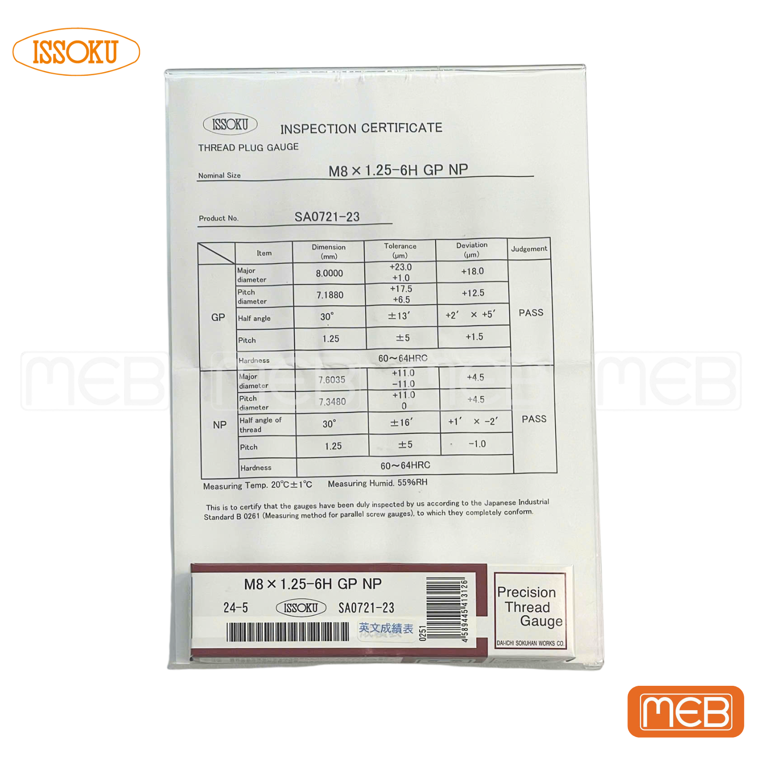 Giấy chứng nhận dưỡng kiểm ren ISSOKU